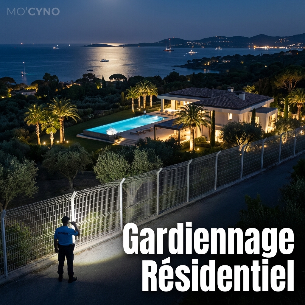 Agent de sécurité MO'CYNO en ronde dans une propriété de luxe