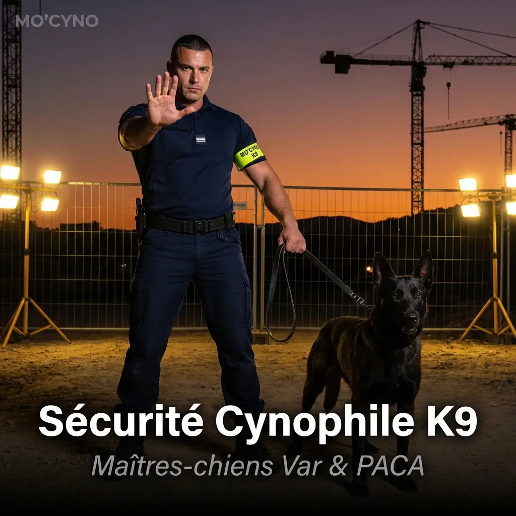Agent cynophile et chien de sécurité MO'CYNO en patrouille